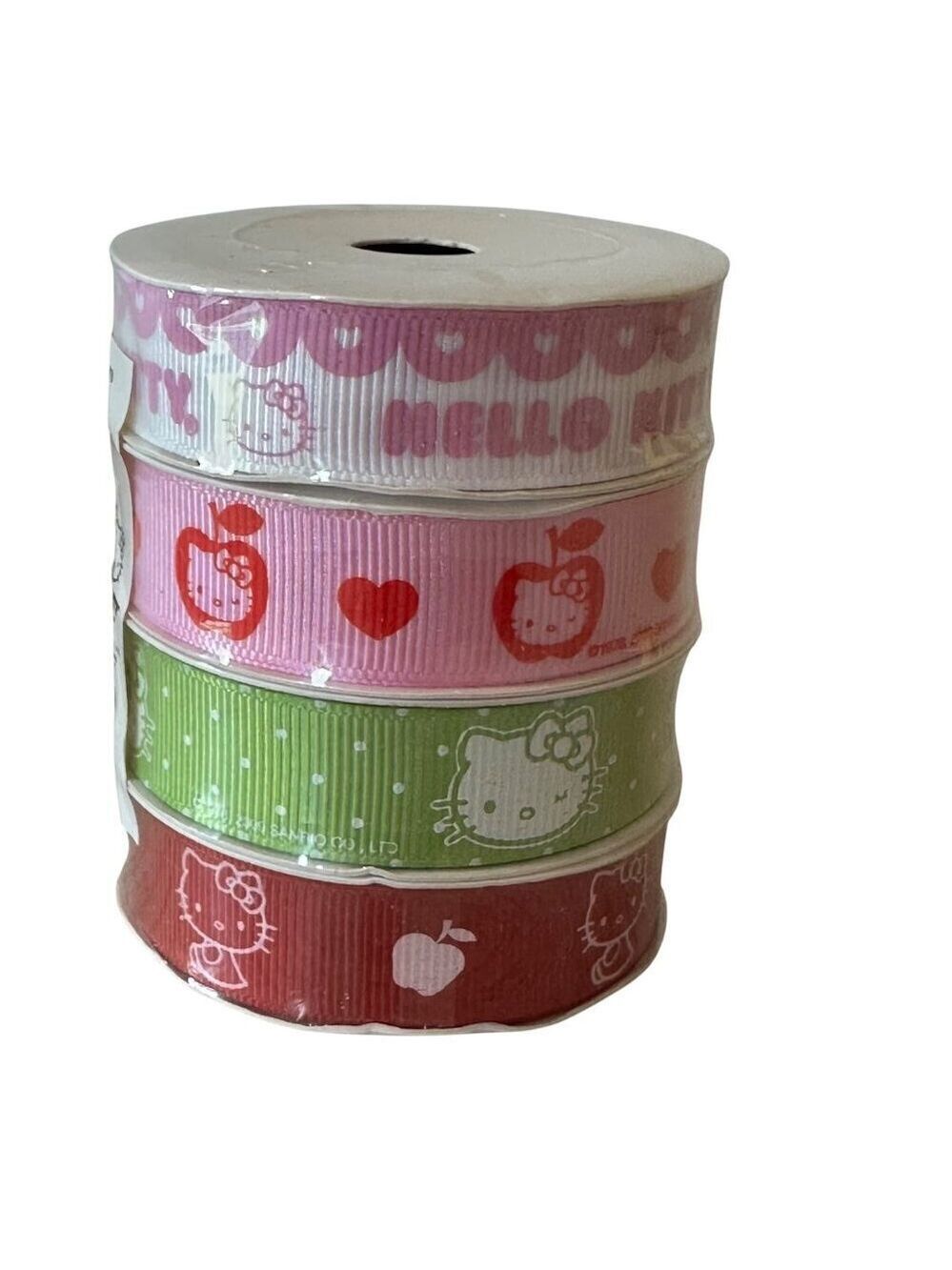 Hello Kitty Grosgrain Ribbon 4 Pack 2009 Sanrio Crafting Set Apples Bows Kawaii